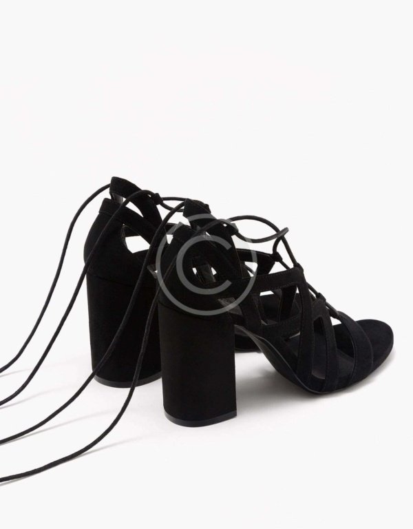 Block High Heel Sandals With Straps and Laces - Image 4